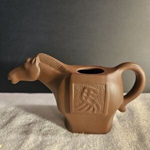 Chinese Teapot Horse Shaped Yixing Zisha Clay Signed Stamped Vintage - No Lid